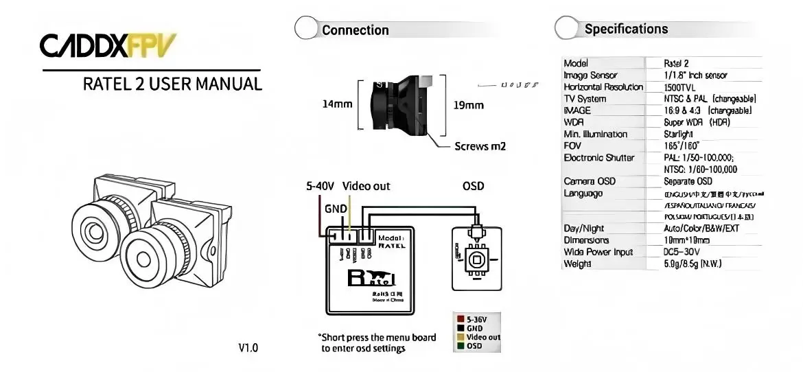 Caddx 2 night vision camera