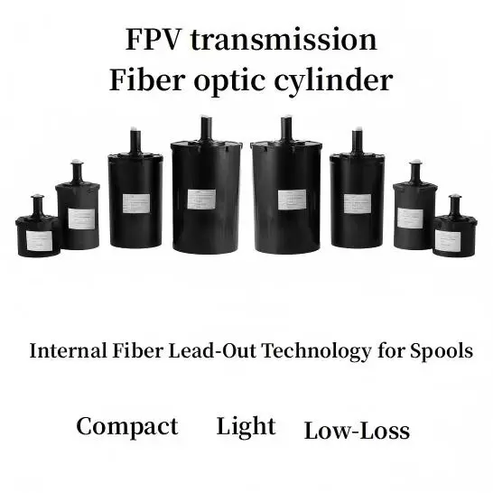 Drones equipped with fiber optic spools for 3km, 5km, 10km, 15km, 20km, 30km, 40km ranges.